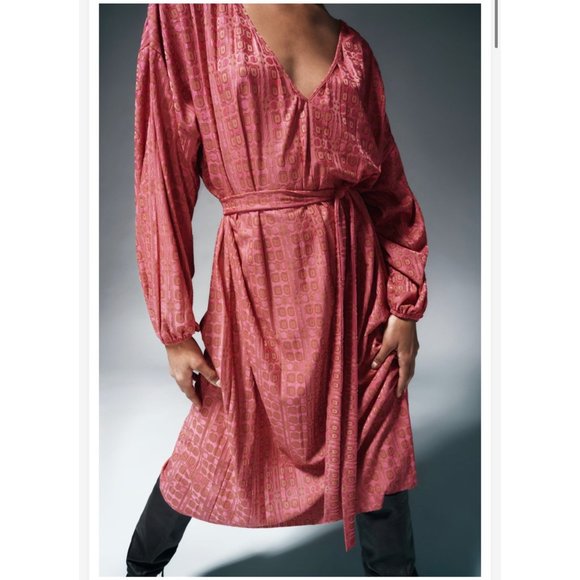 Zara Jacquard V-Neck Midi Dress M NWT - Picture 6 of 10